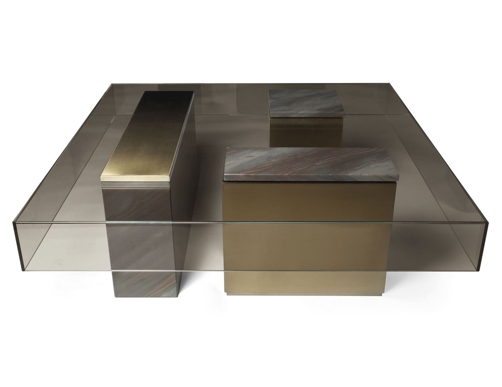 Marty modern luxury coffee table with brown glass