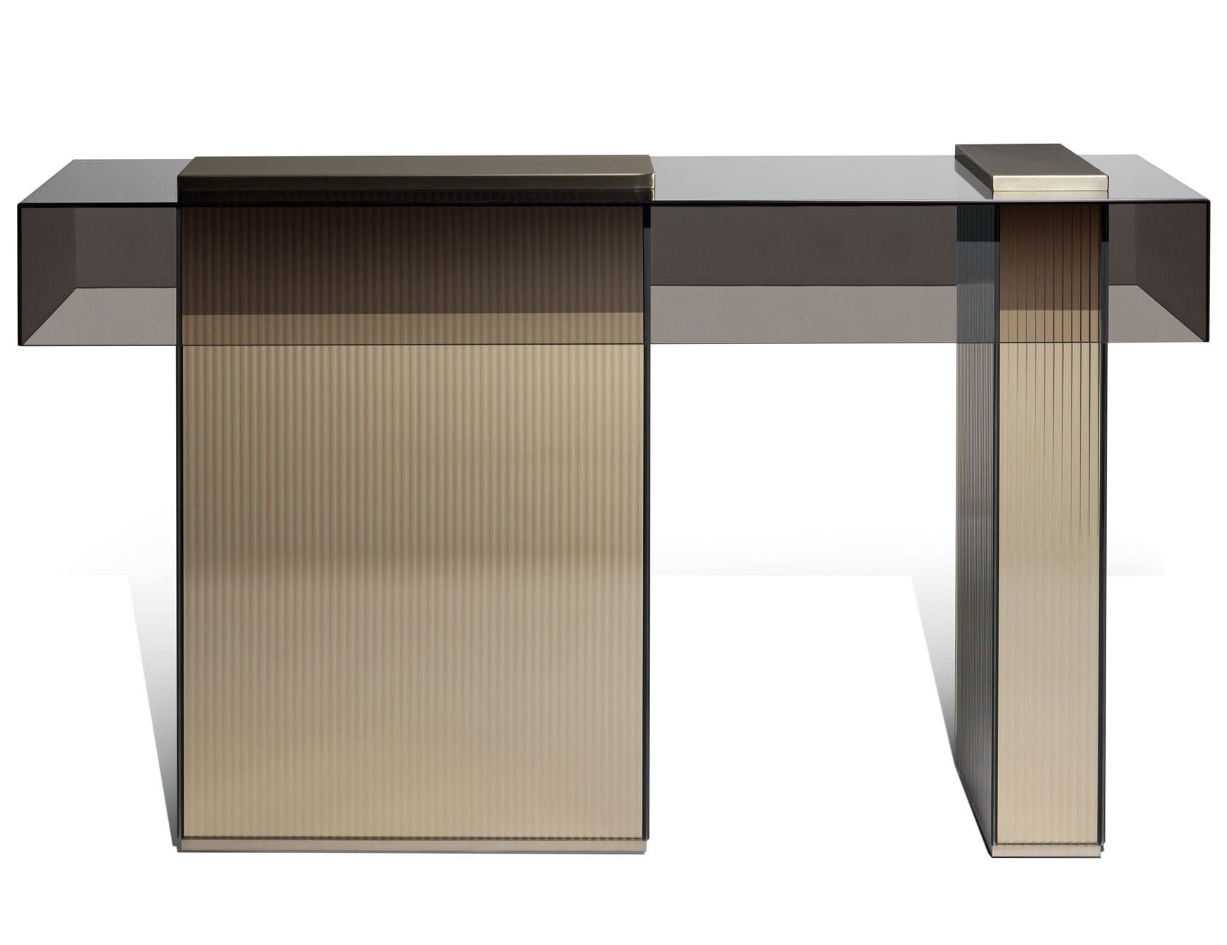 Marty modern luxury console with brown glass