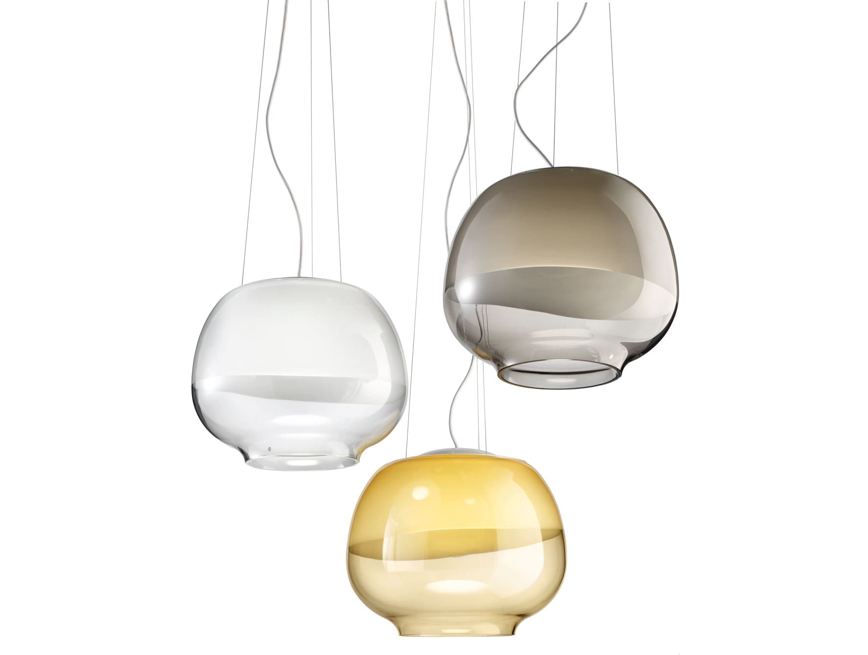 Mirage modern luxury hanging light with yellow murano glass