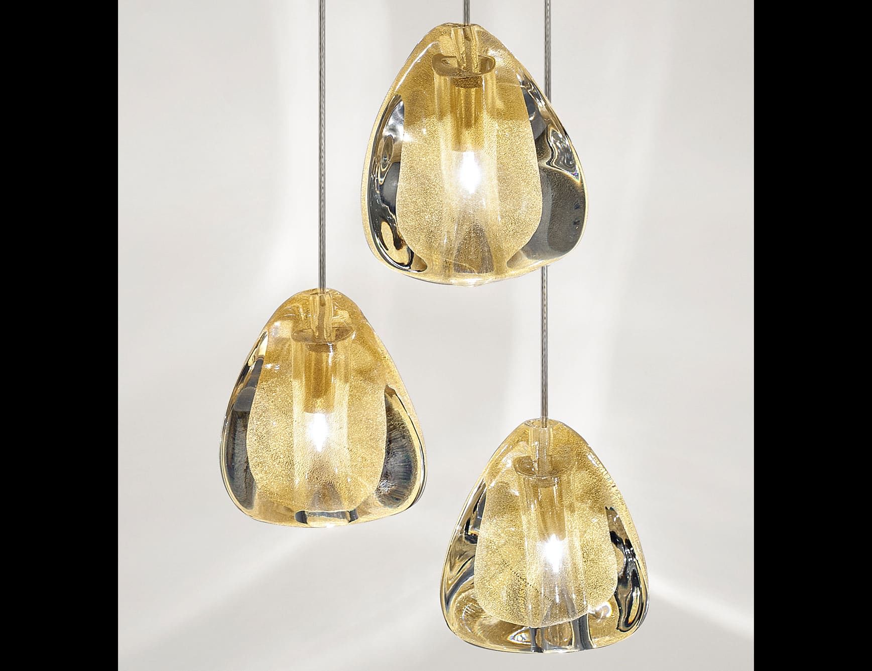 Mizu contemporary Italian pendant light with gold crystal