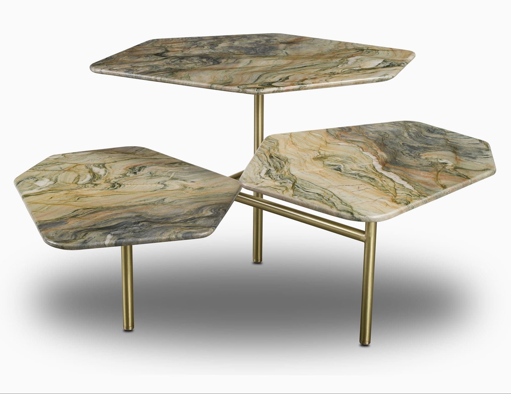 Molecole B contemporary Italian side table with green marble