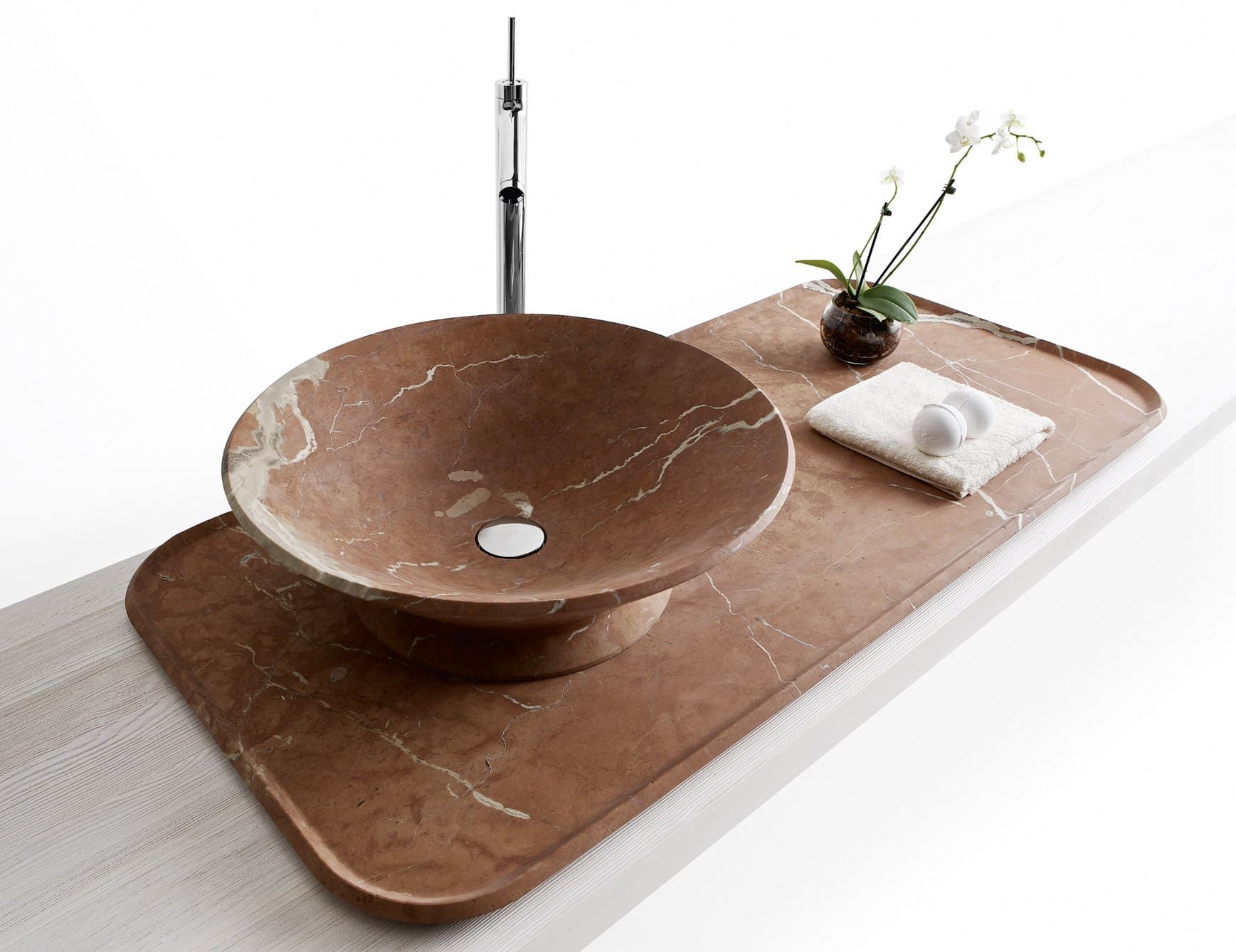 Nahbi contemporary Italian basin sink with brown Alicante  stone