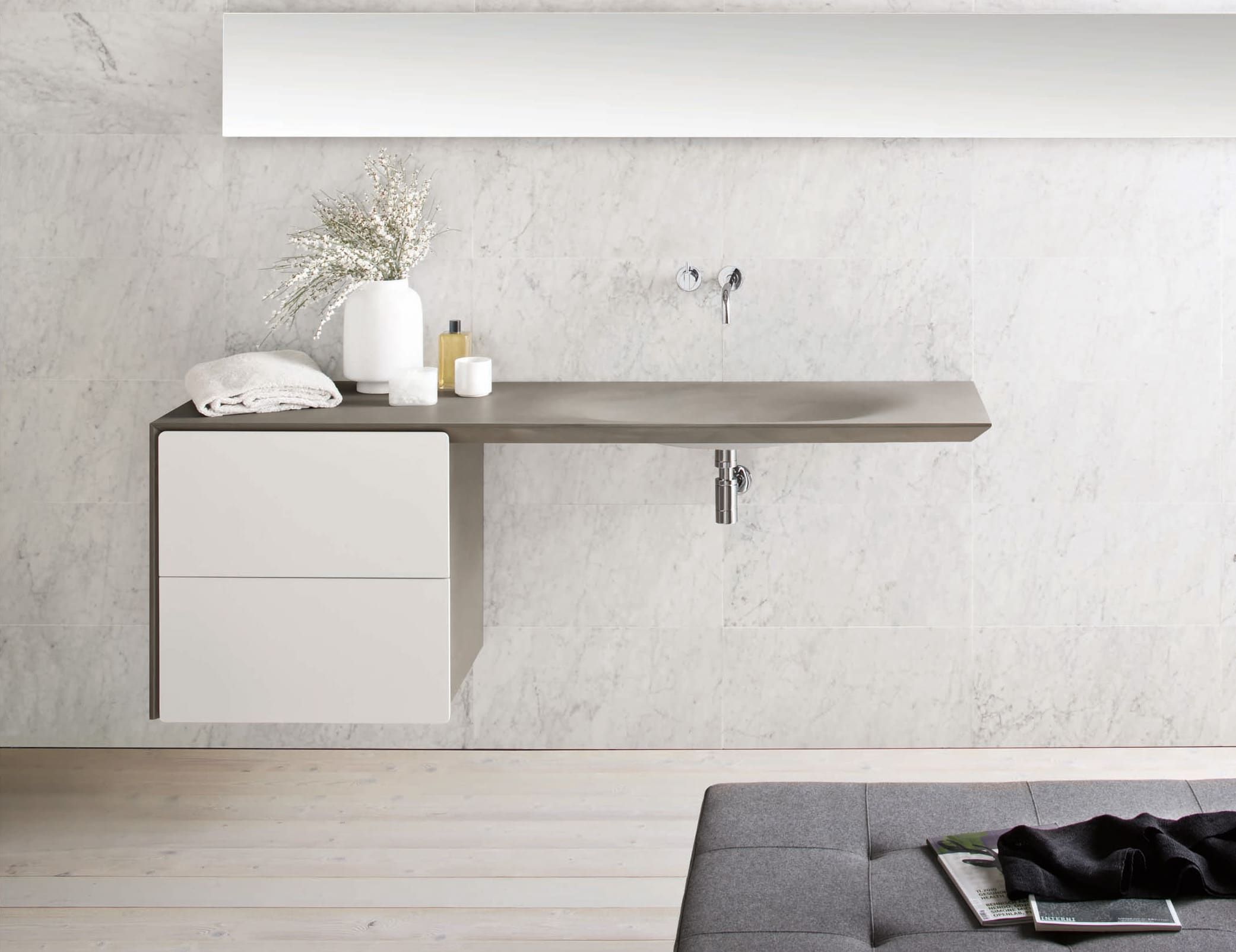 Neos contemporary Italian basin sink with grey Pat  stone