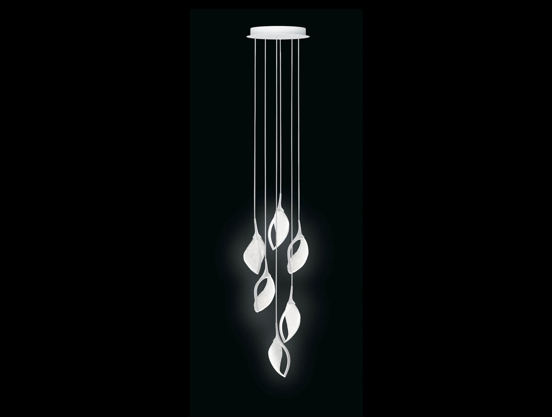 Nia modern Italian hanging light with white glass
