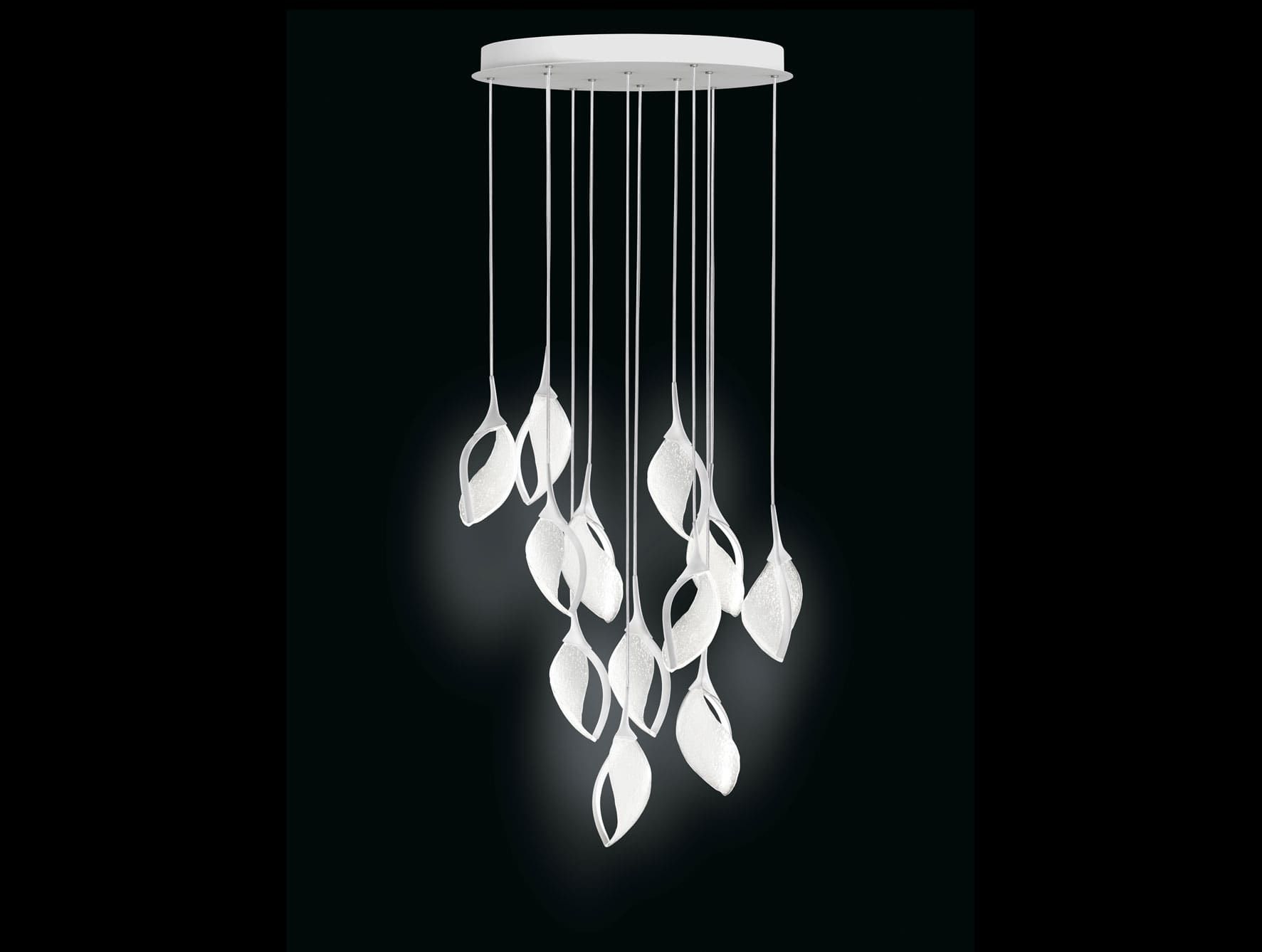 Nia modern Italian hanging light with white glass