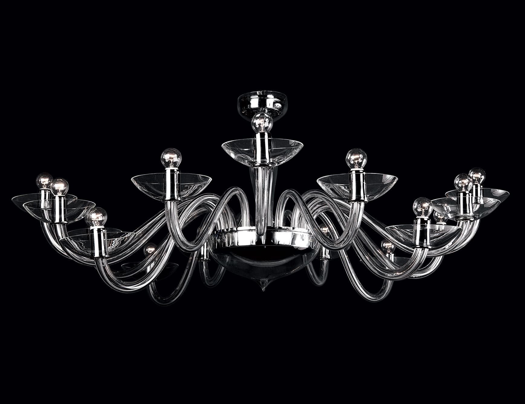 Octopus modern Italian chandelier with clear glass