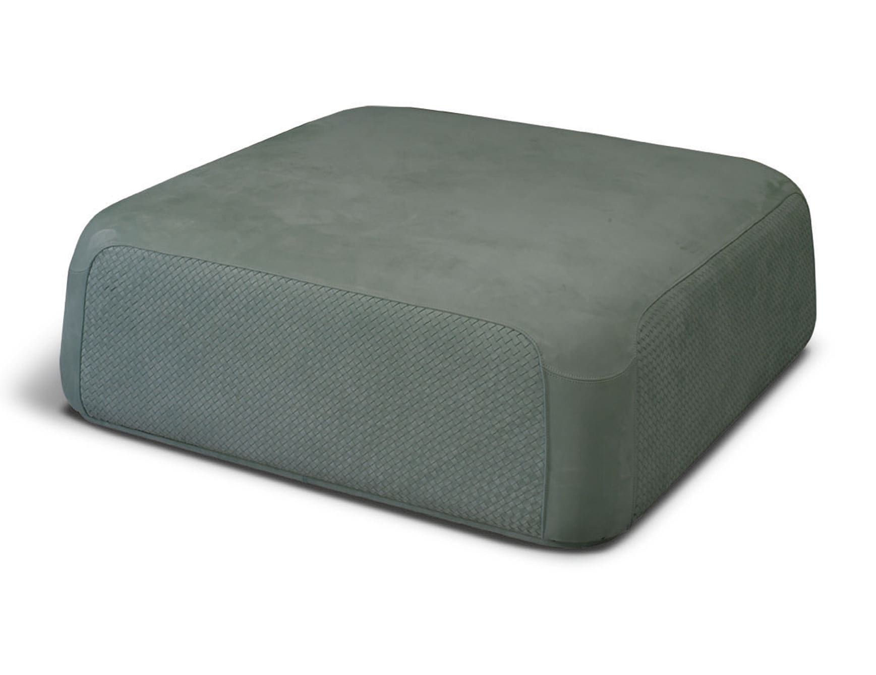 Olivia modern Italian pouf with green leather