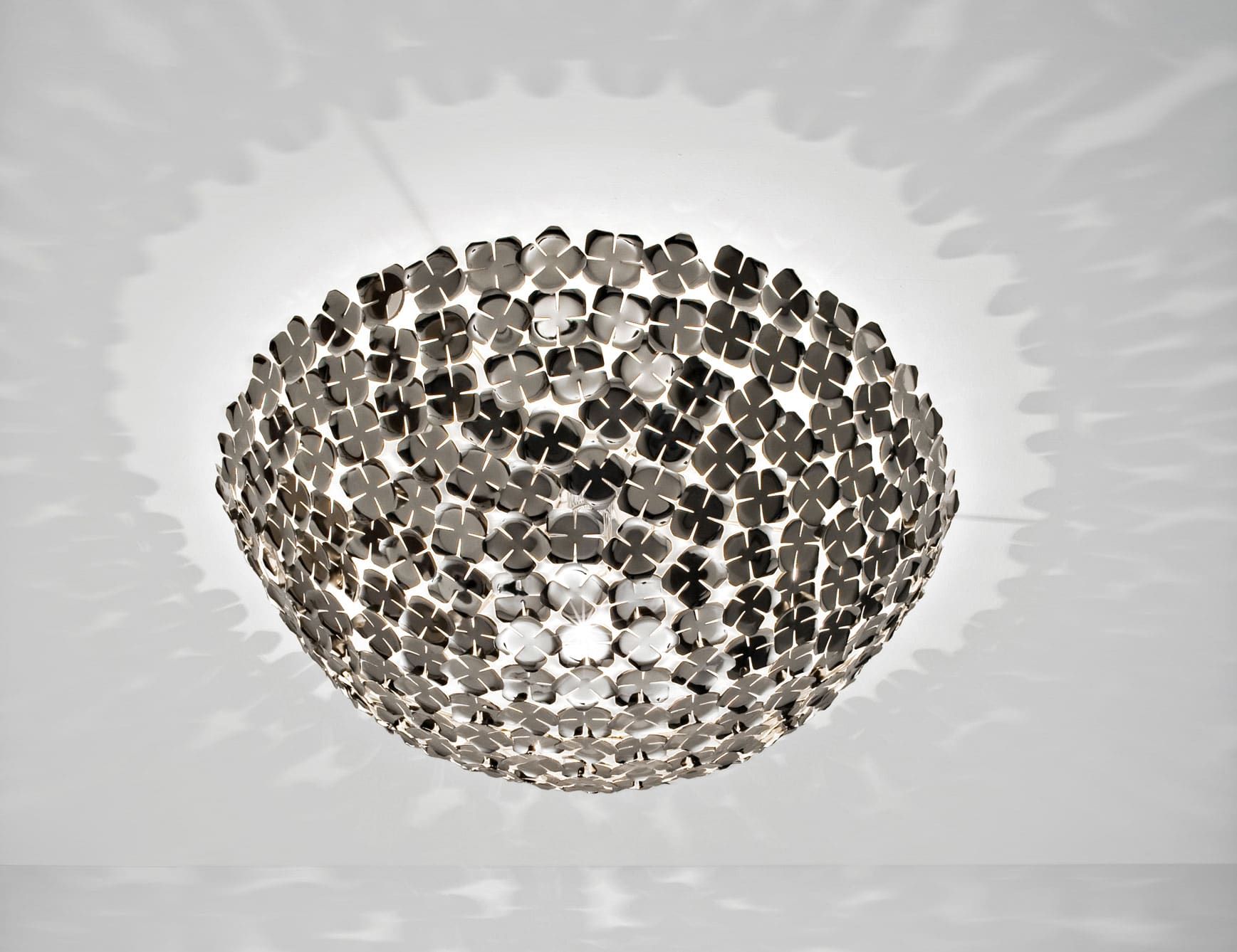 Orten'zia contemporary Italian ceiling light with nickel metal