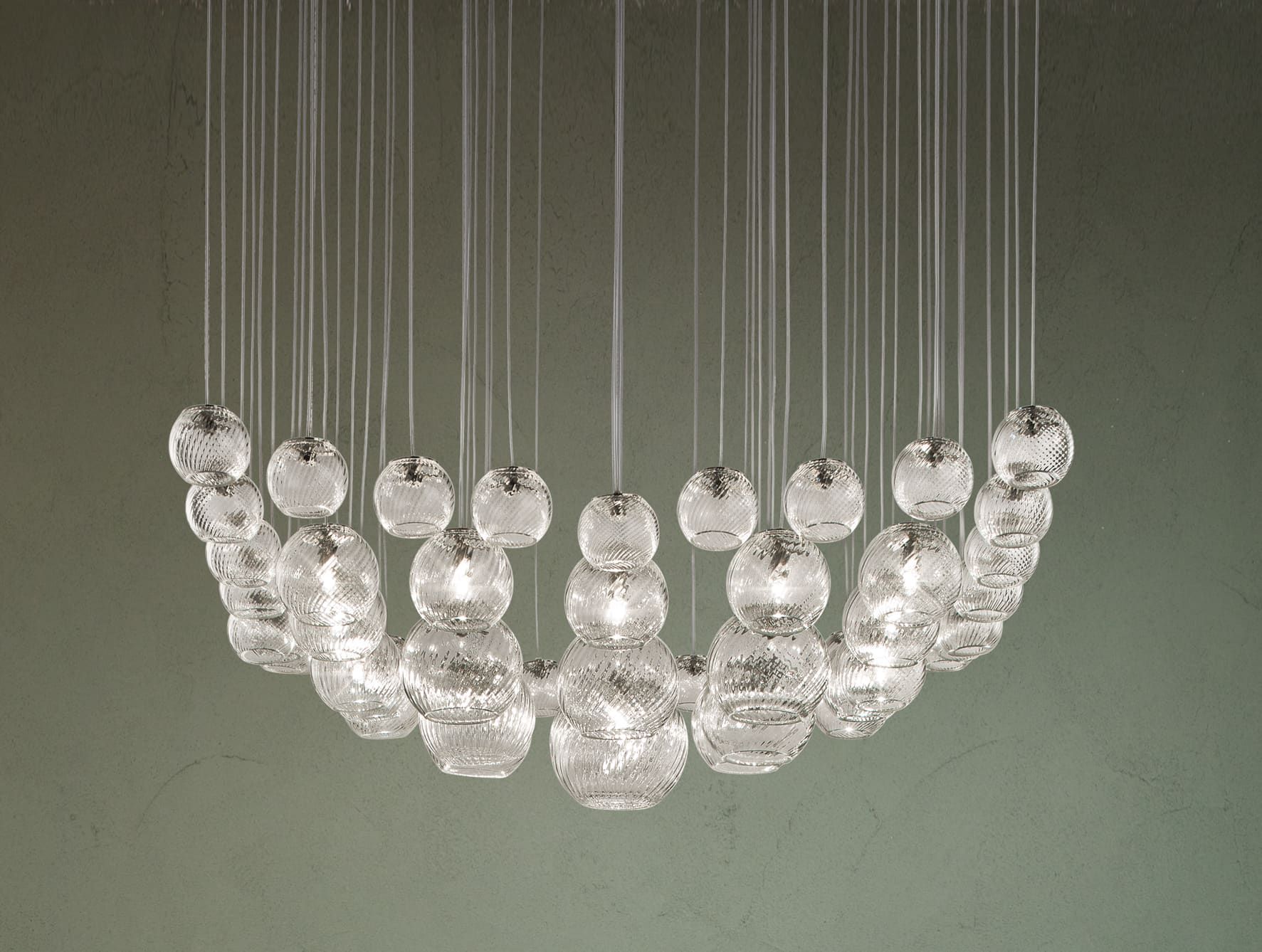 Oto modern luxury hanging light with white murano glass