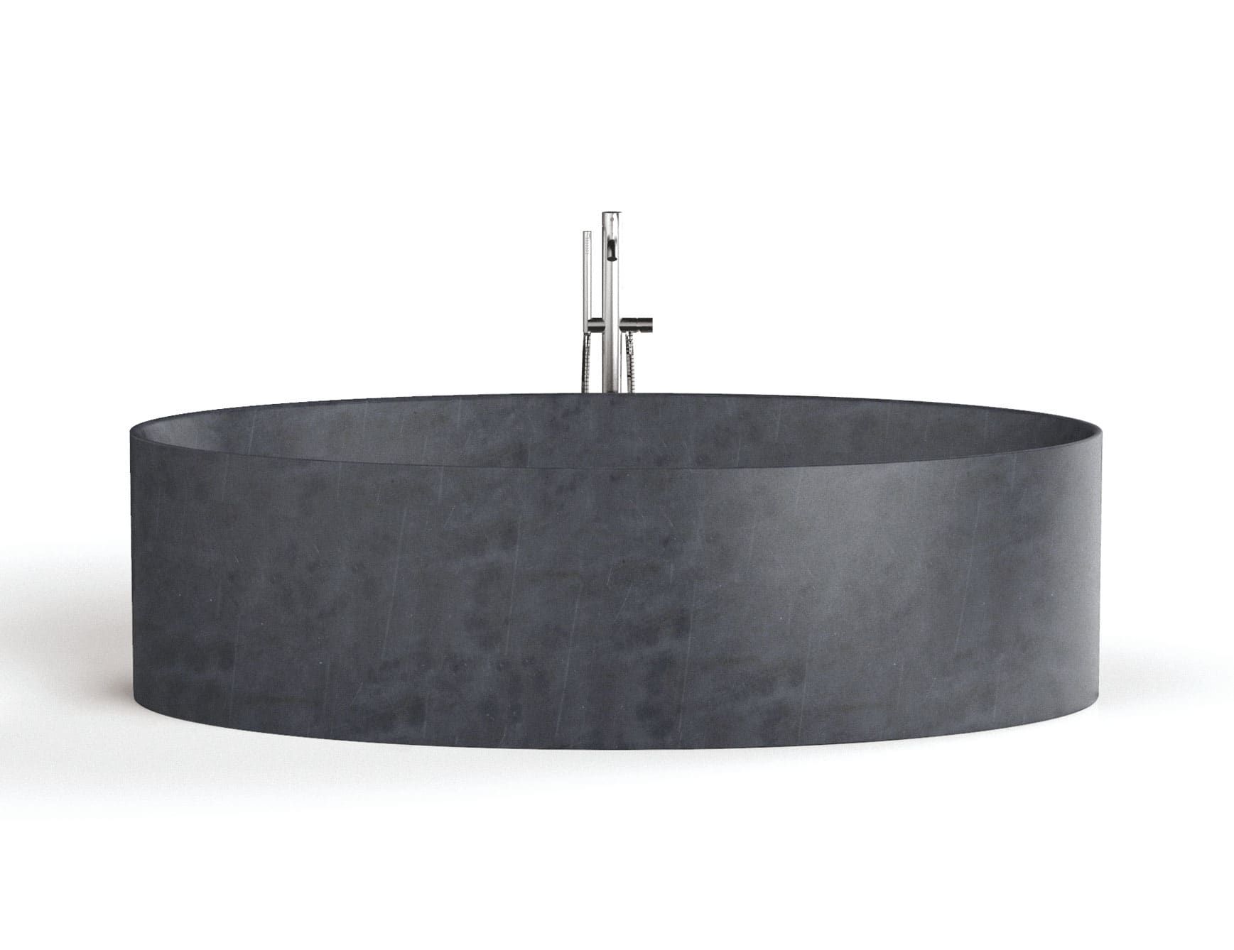 Ovale contemporary Italian bathtub with grey Pietra Lavica stone