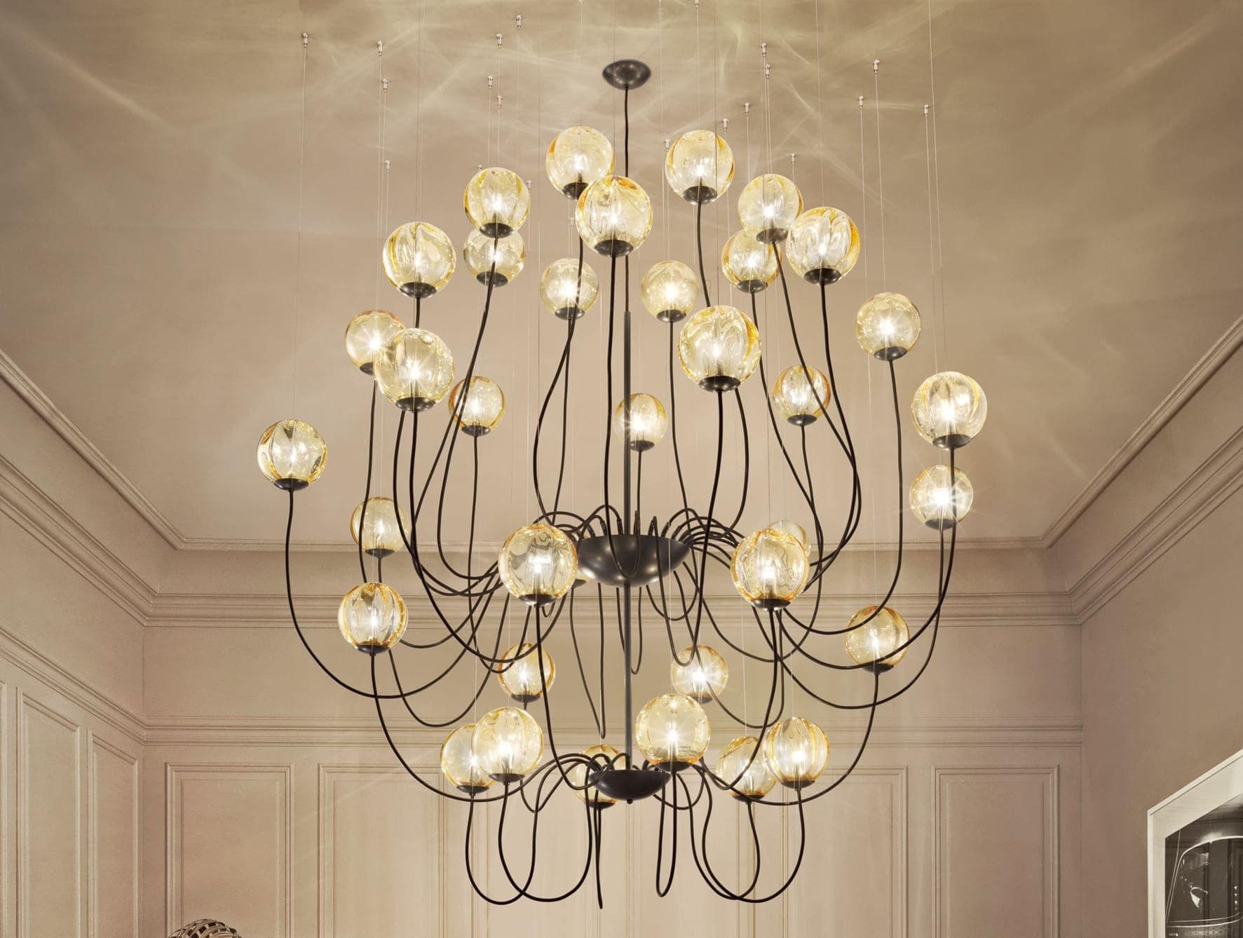 Puppet modern luxury chandelier with yellow metal