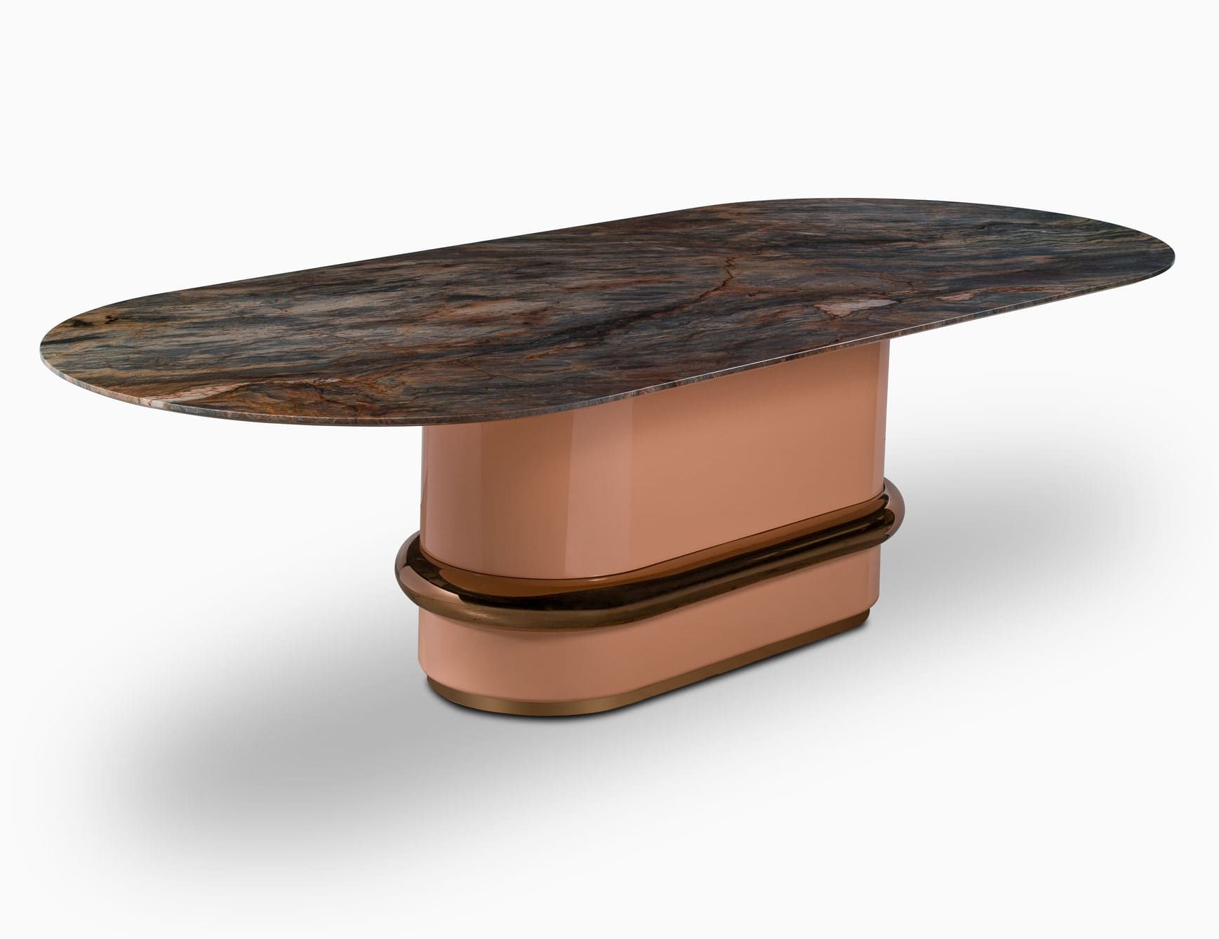 Ring contemporary Italian table with red marble