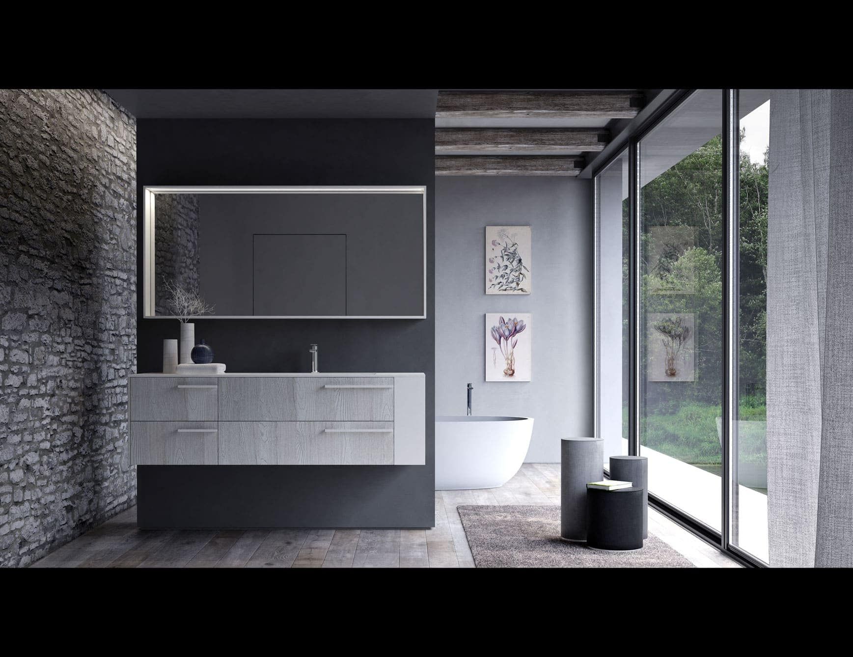 S04 A modern luxury bathroom vanity with grey fenix