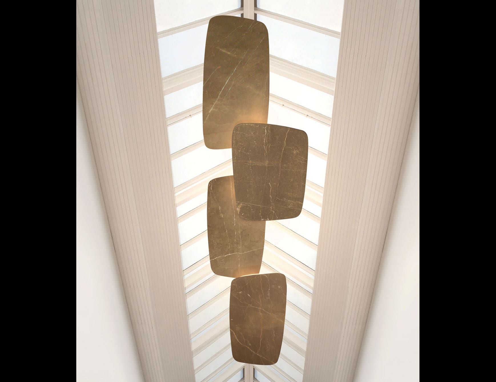 Sasso modern Italian hanging light with brown Bronze Amani marble