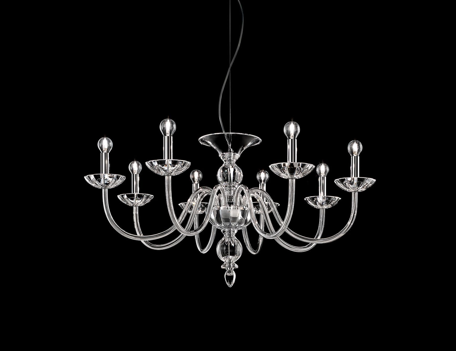 Sirius modern Italian chandelier with clear glass