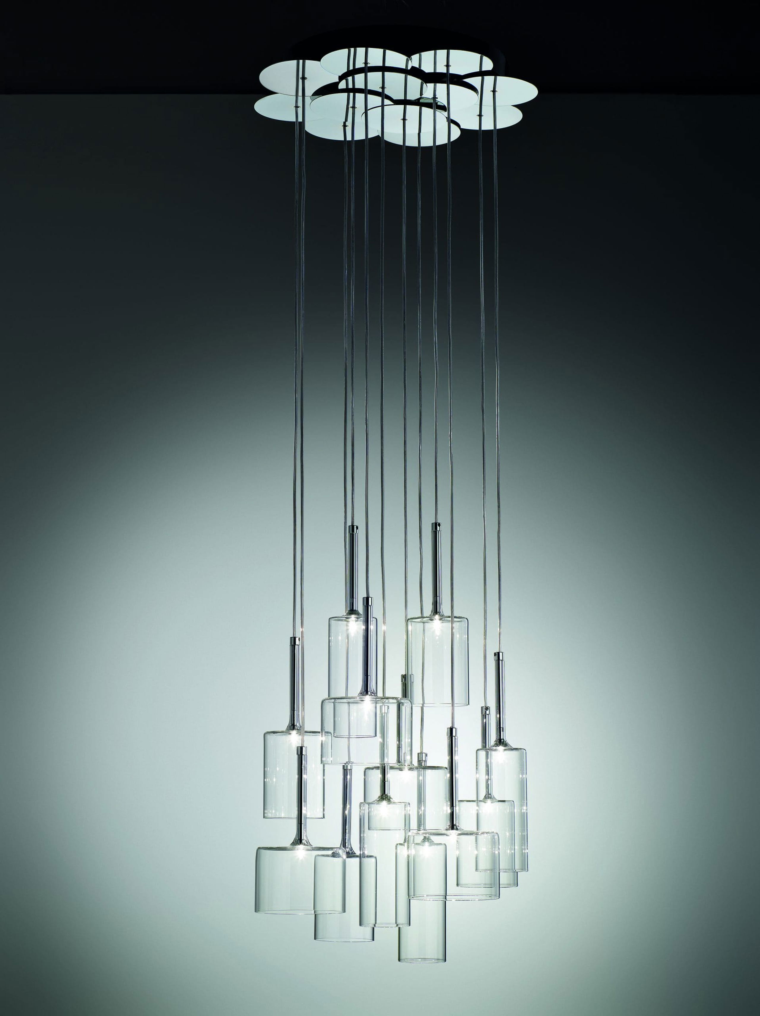 Spillray modern luxury hanging light with clear glass