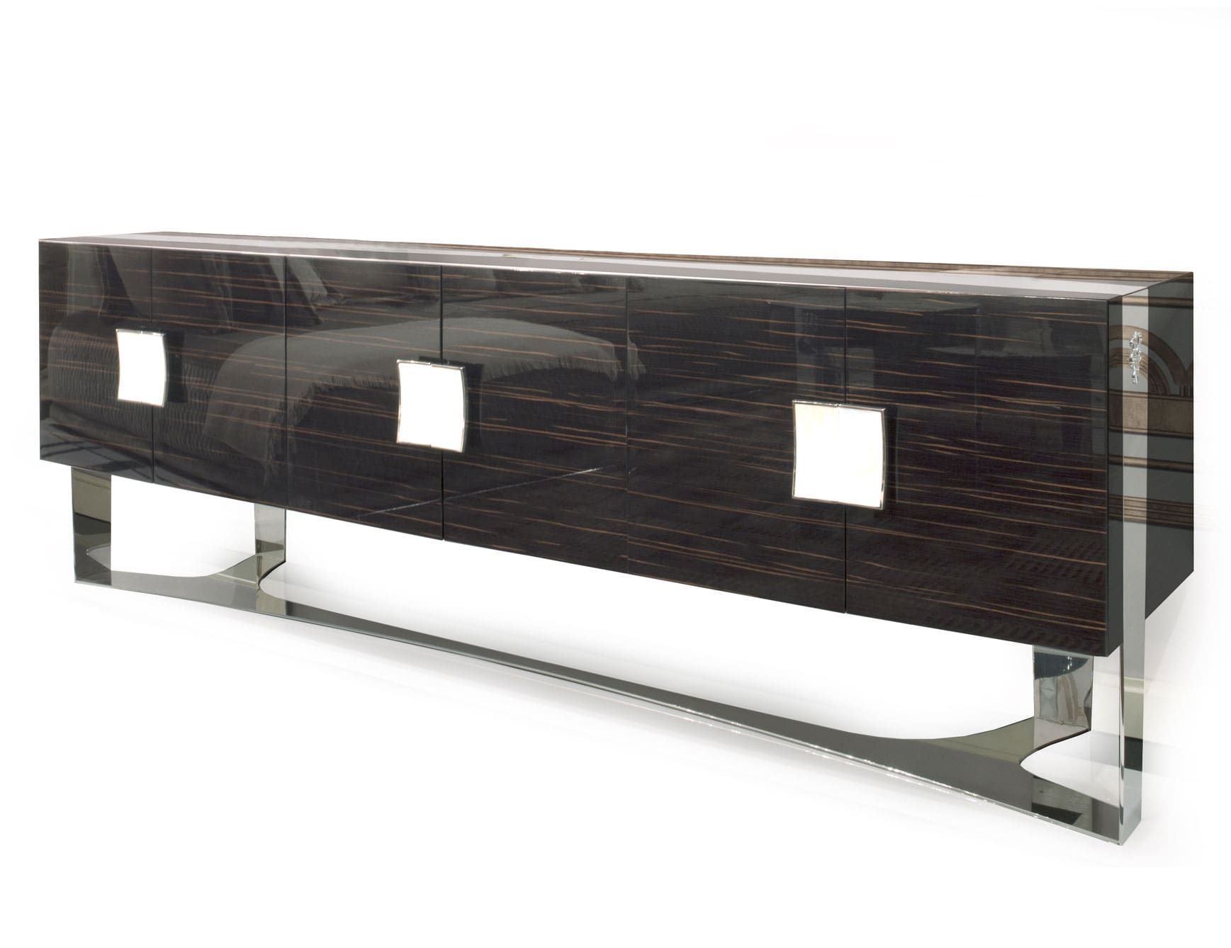 Tanguy modern luxury cabinet with brown veneered wood