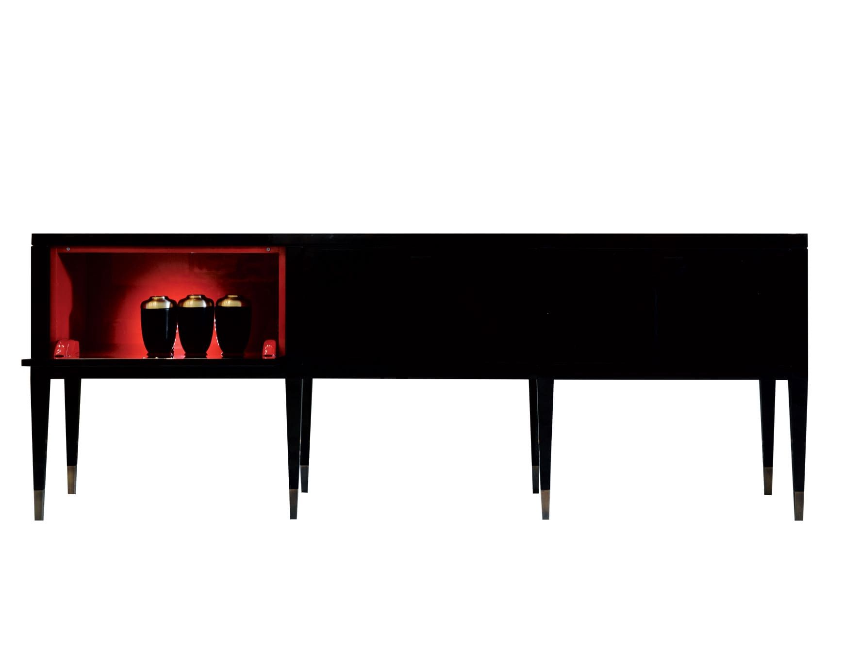 Tanguy modern Italian cabinet with black lacquered wood
