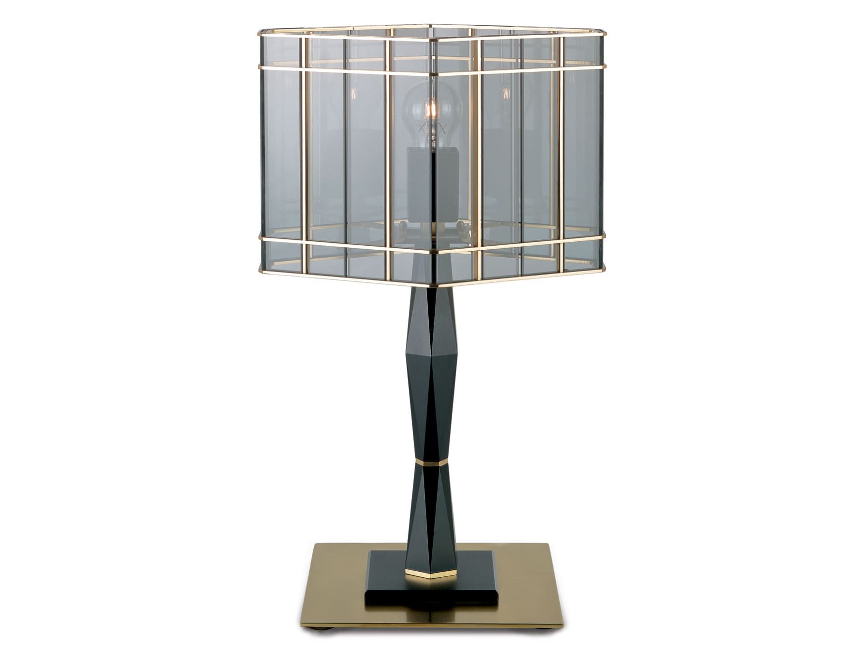 Top Glass modern Italian table lamp with black metal