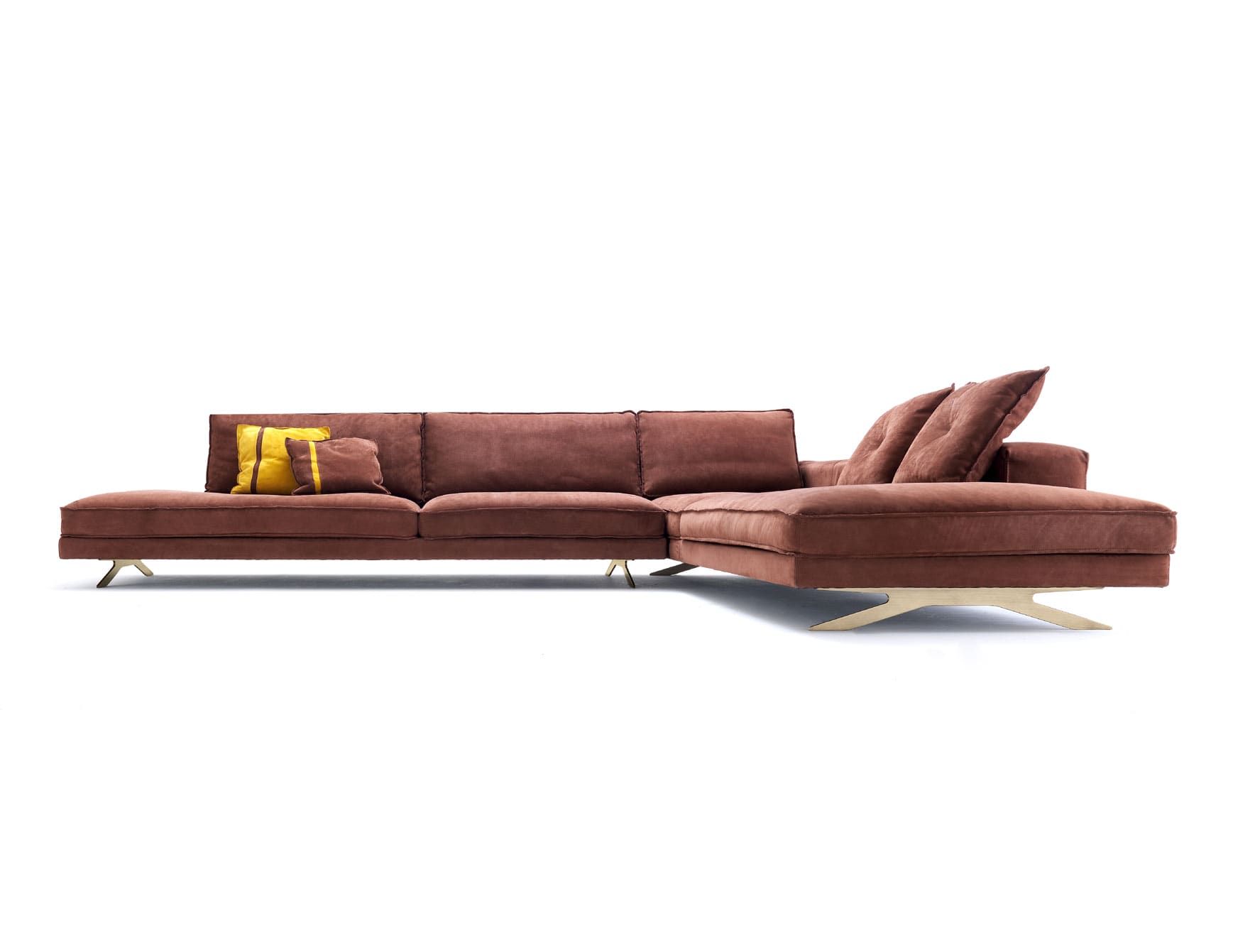 Victor modern Italian sectional with brown leather