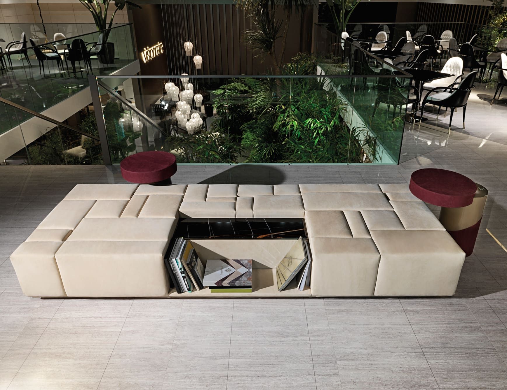 Waldorf modern luxury ottoman bench with beige fabric