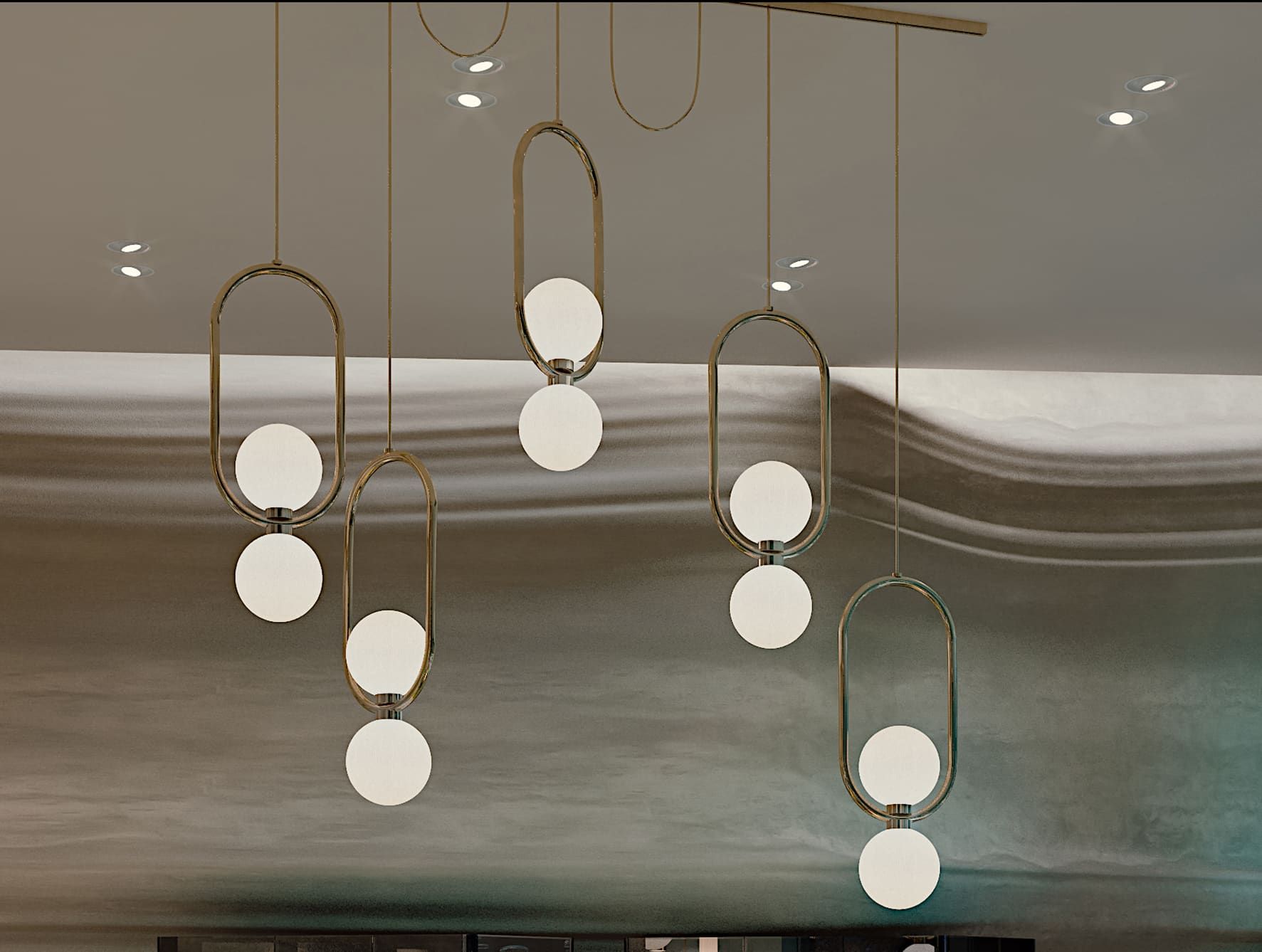 Walley contemporary Italian chandelier with bronze metal