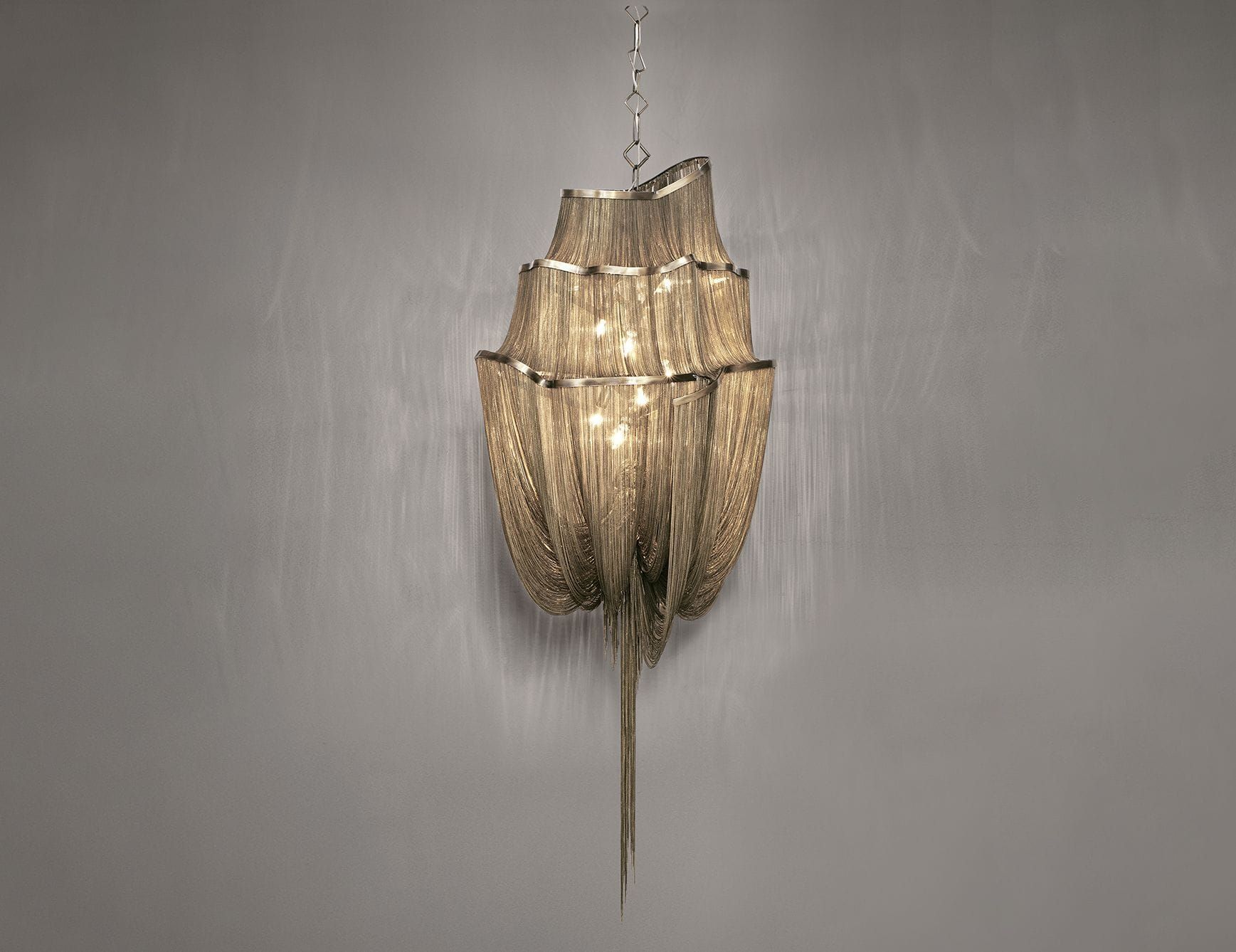 Atlantis contemporary Italian chandelier with nickel metal