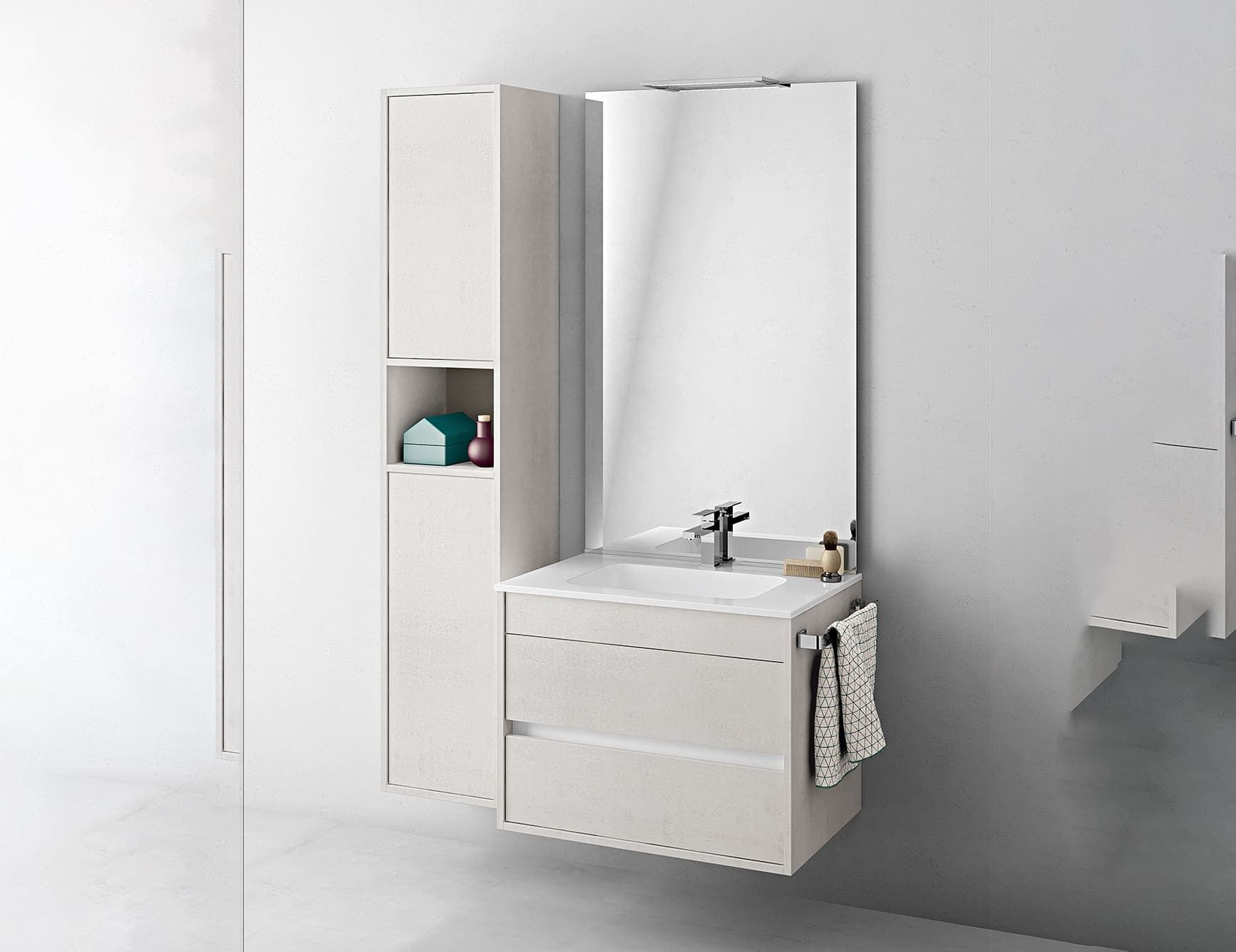 Duetto 06 modern Italian bathroom vanity with white grafite
