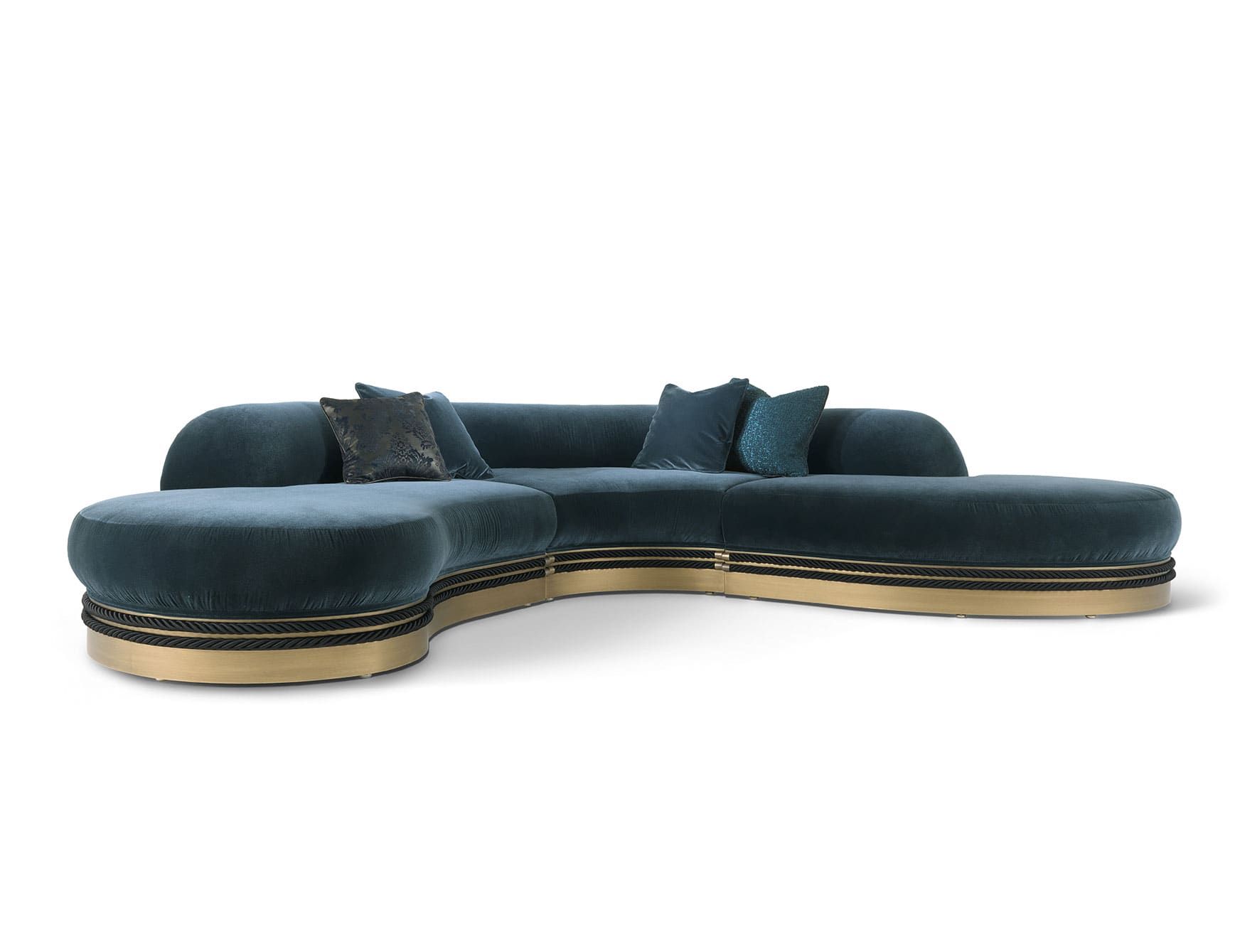 Alexander 2.0 modern luxury sectional with blue fabric