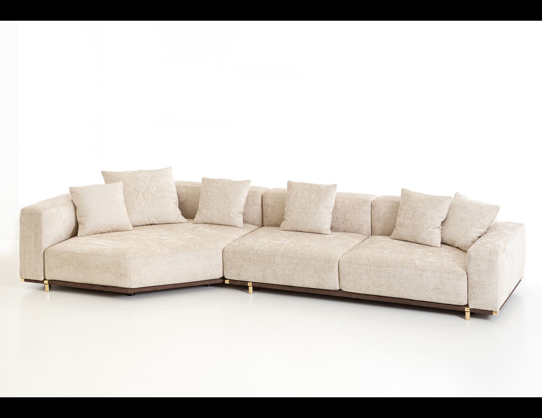 Boheme modern luxury sectional with beige leather