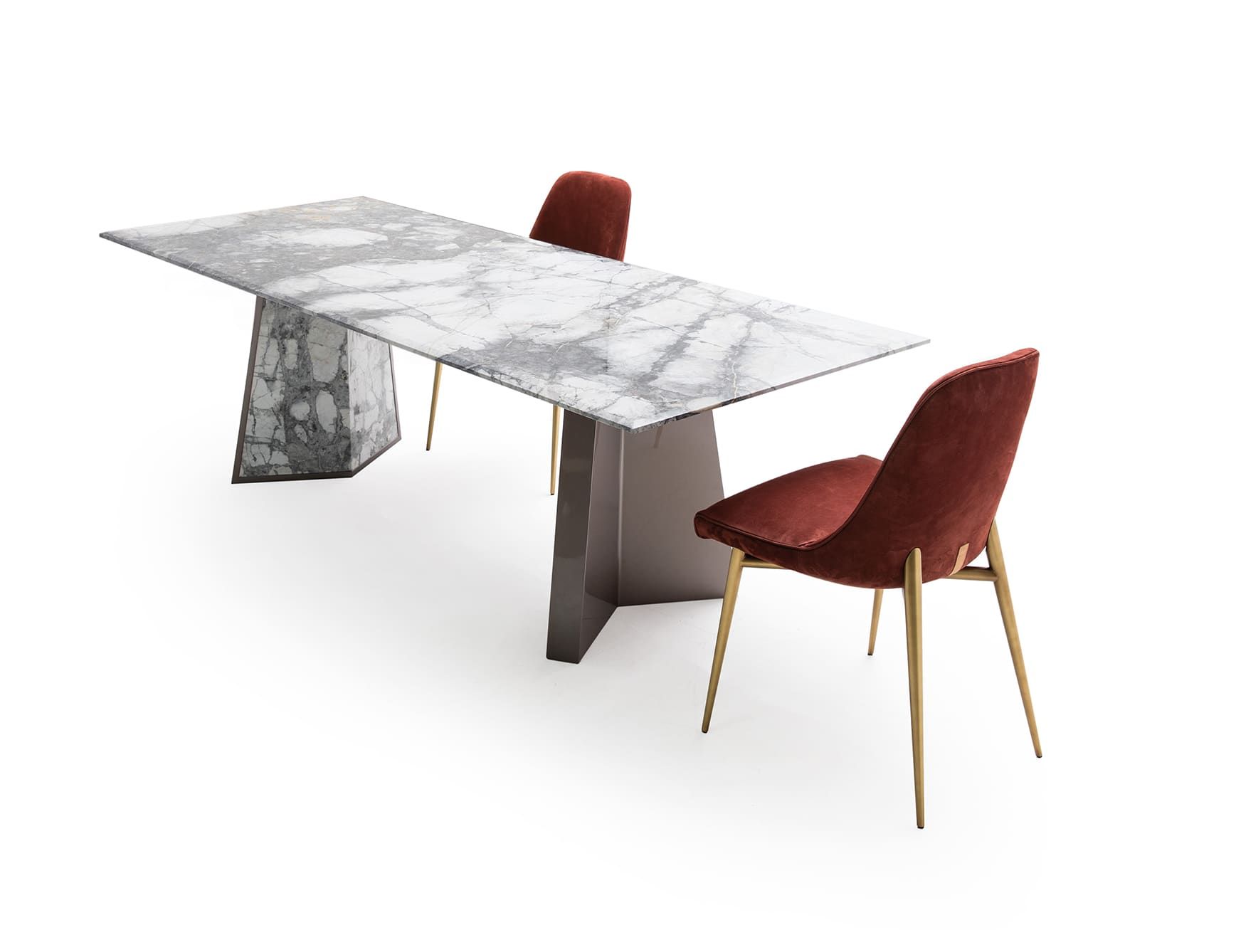 Vendome modern Italian table with grey Invisible marble